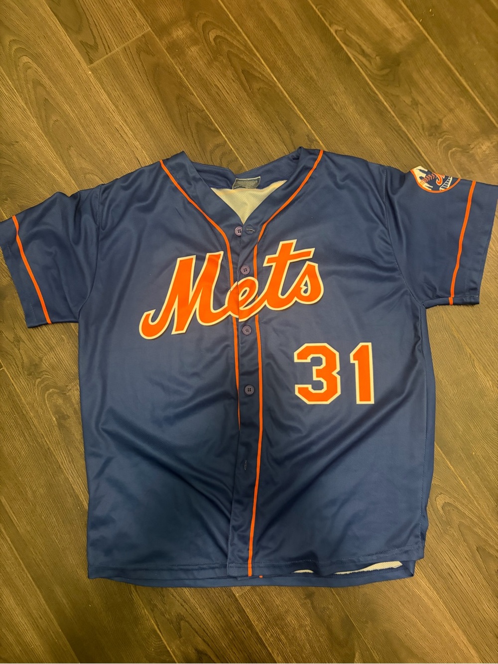 New York Mets Blue Button Baseball Jersey - #31 Piazza. Size M. Worn